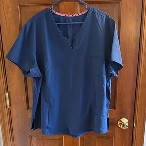 HeartSoul Navy Scrub Top with Pink Heart Detail